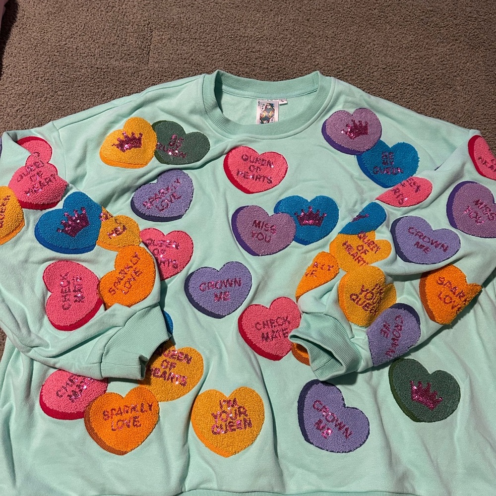 Queen of Sparkles Valentines Conversation Heart Seeatshirt.